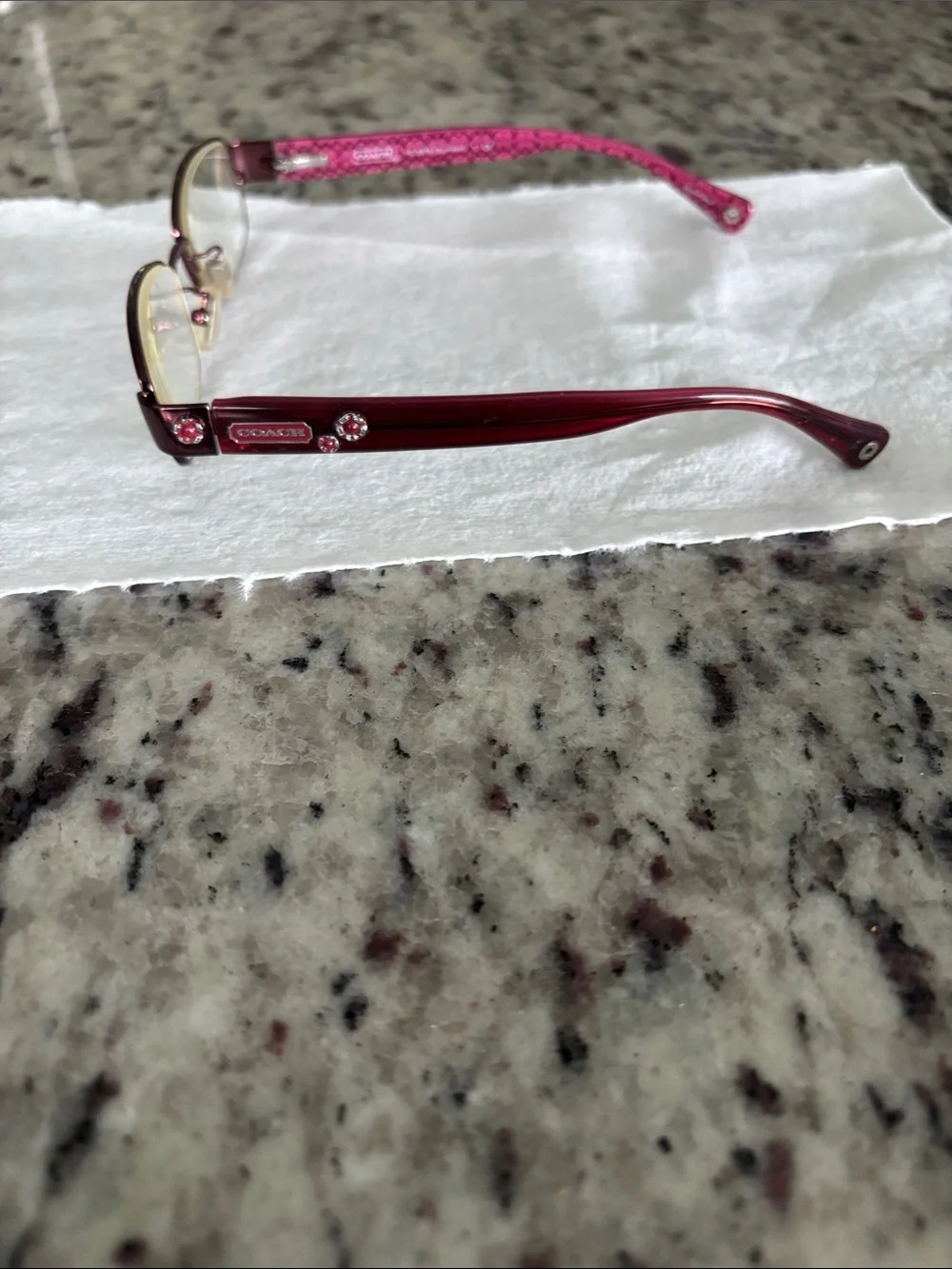 Coach Women's Burgundy and Pink Crystal Accent Eyeglass Frames